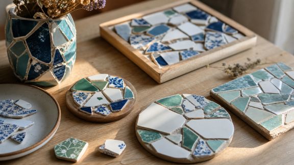 Réutiliser la céramique cassée pour des œuvres décoratives originales