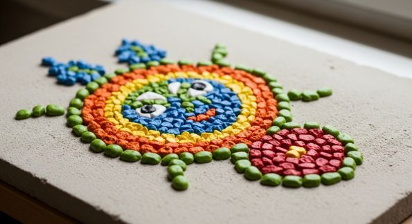 Créer des mosaïques au sol avec des galets ou carreaux colorés